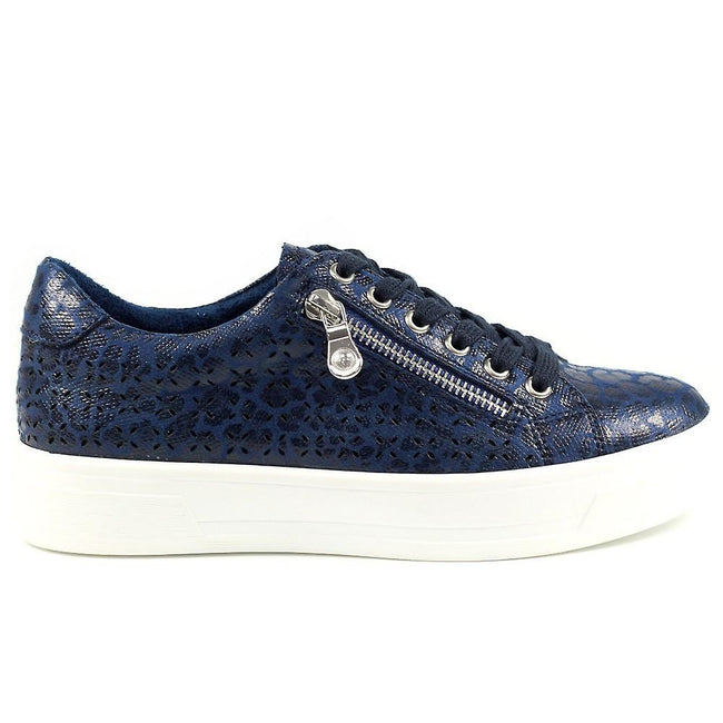 Blue - Back - Lunar Womens-Ladies Charm Leopard Print Sneakers