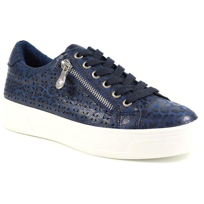 Blue - Front - Lunar Womens-Ladies Charm Leopard Print Sneakers