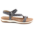 Gray - Side - Lunar Womens-Ladies Dendron Leopard Print Sandals
