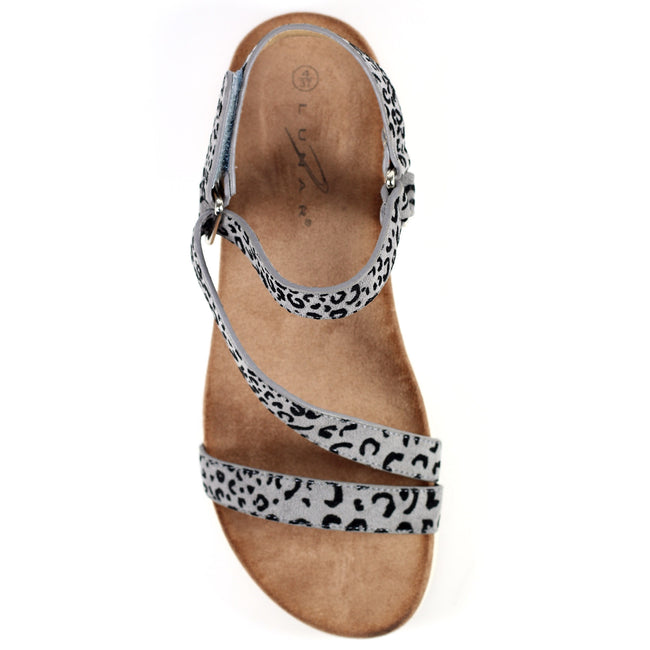 Gray - Lifestyle - Lunar Womens-Ladies Dendron Leopard Print Sandals