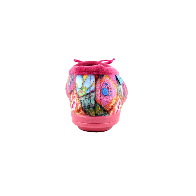 Pink - Back - Lunar Womens-Ladies Sangria Patchwork Slippers