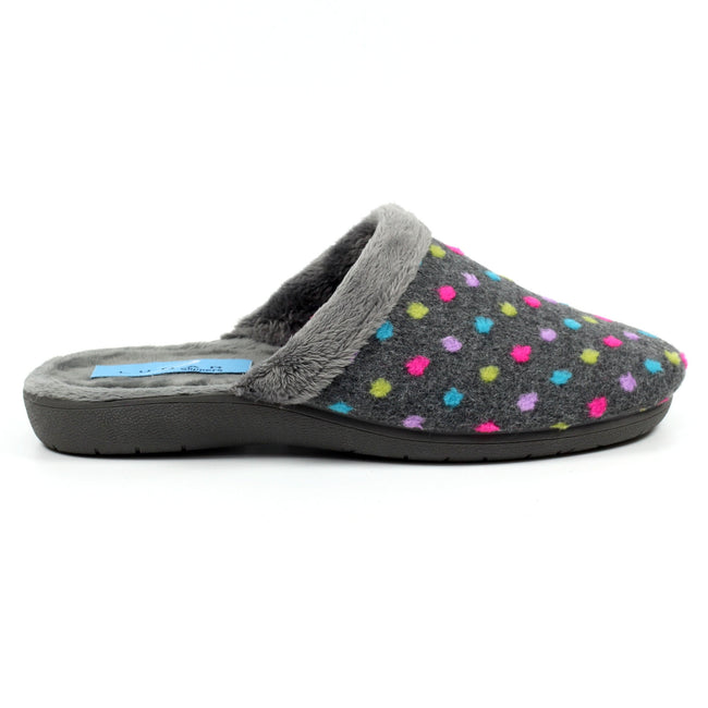 Gray - Side - Lunar Womens-Ladies Seine Slippers