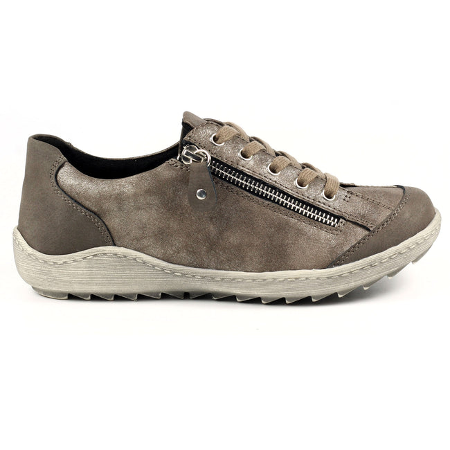 Taupe - Side - Lunar Womens-Ladies Bianca Sneakers