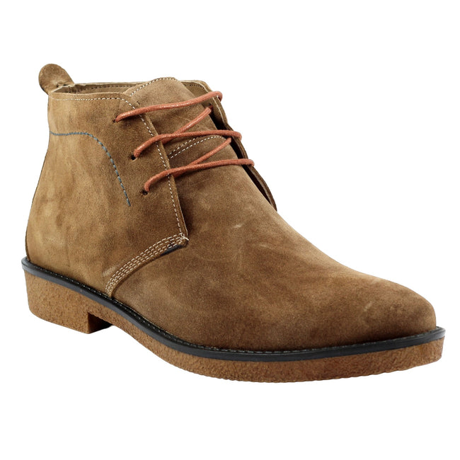 Tan - Front - Lazy Dogz Mens Baxter Suede Shoes