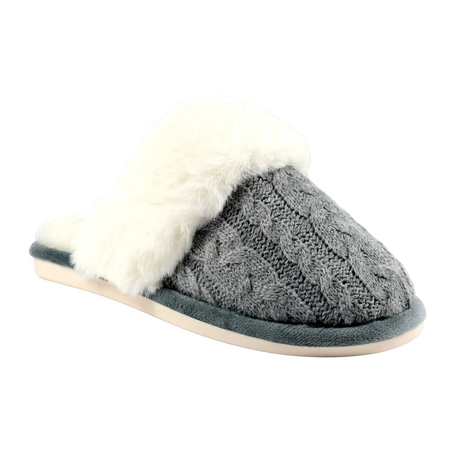Gray - Front - Lunar Womens-Ladies Nika Slippers