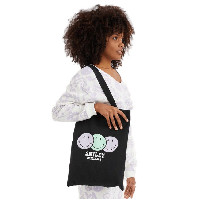 Black - Front - OnePointFive°C Originals Smiley Logo Tote Bag