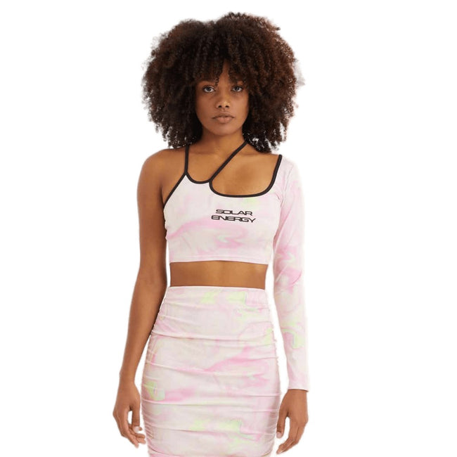 Pink - Front - OnePointFive°C Womens-Ladies NASA Crop Top