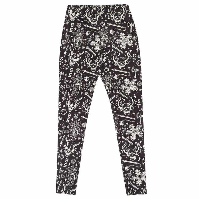 Black - Front - OnePointFive°C Womens-Ladies Hellfire Stranger Things Leggings