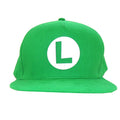Green - Front - Super Mario Button Luigi Snapback Cap