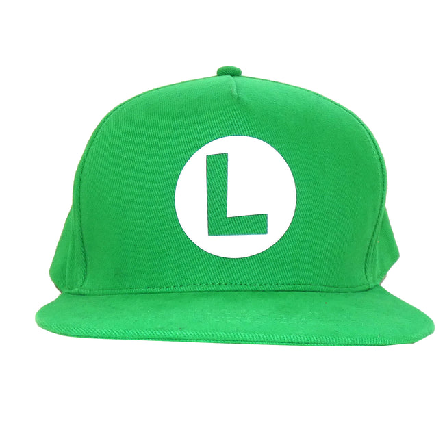 Green - Front - Super Mario Button Luigi Snapback Cap