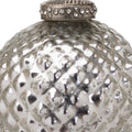Silver - Back - The Noel Collection Glass Patterned Christmas Bauble