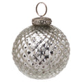 Silver - Front - The Noel Collection Glass Patterned Christmas Bauble