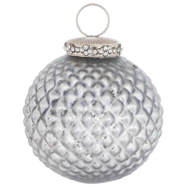 Gray - Front - The Noel Collection Textured Christmas Bauble