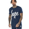 Navy - Front - Hype Mens Script T-Shirt