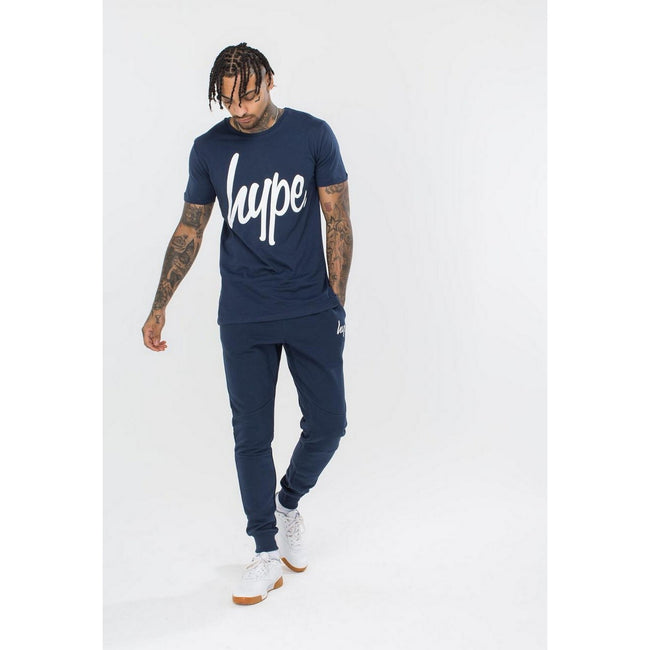 Navy - Back - Hype Mens Script T-Shirt