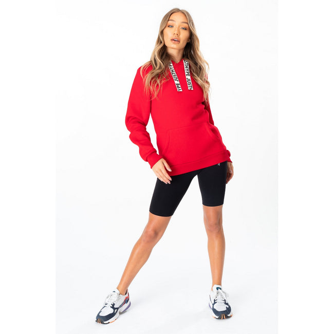 Red - Side - Hype Womens-Ladies Drawstring Pullover Hoodie