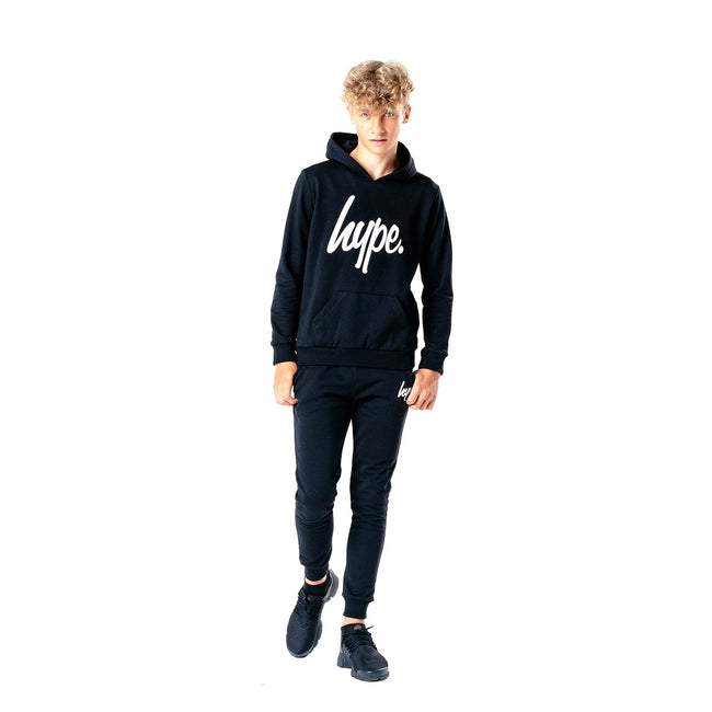 Black - Front - Hype Childrens-Kids Script Tracksuit