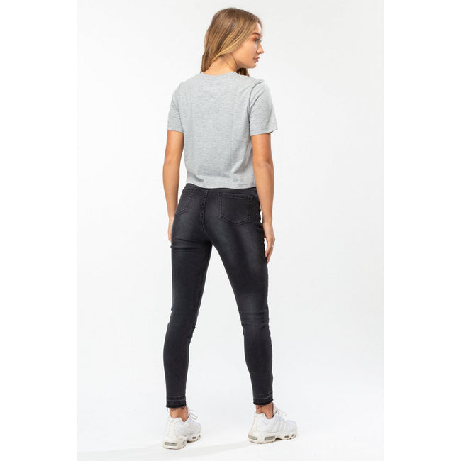Gray - Side - Hype Womens-Ladies Script Crop Top
