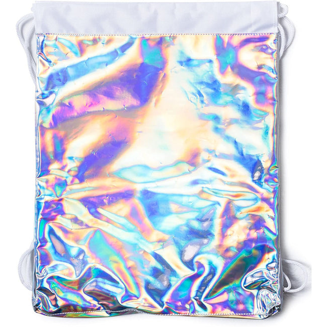 Silver - Back - Hype Holographic Drawstring Bag