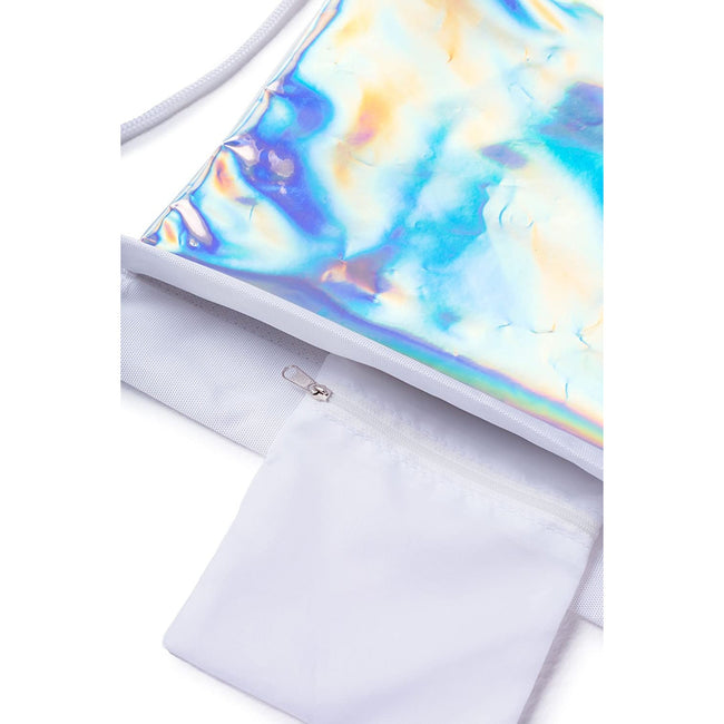 Silver - Side - Hype Holographic Drawstring Bag