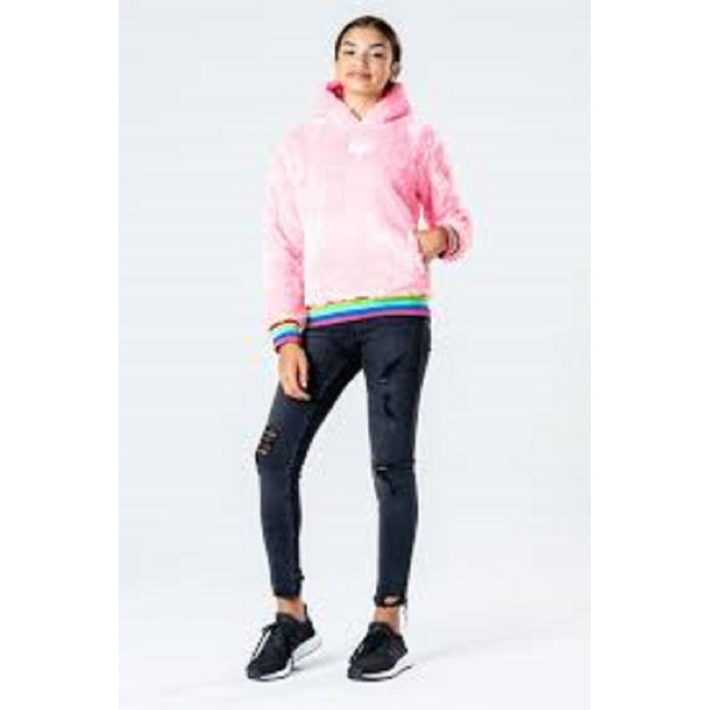 Pink - Back - Hype Childrens-Kids Cropped Pullover Hoodie