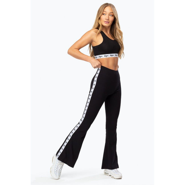 Black - Side - Hype Womens-Ladies Tape Flared Pants