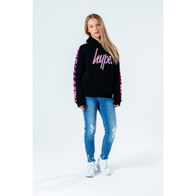 Black-Pink - Back - Hype Girls Animal Panel Pullover Hoodie