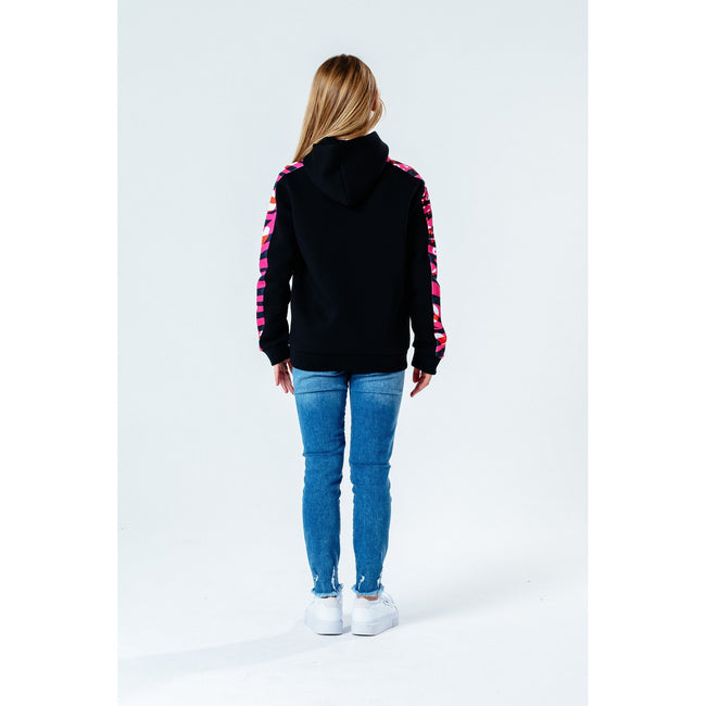 Black-Pink - Side - Hype Girls Animal Panel Pullover Hoodie