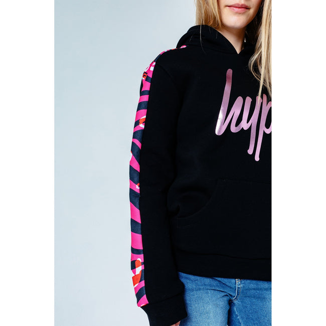 Black-Pink - Lifestyle - Hype Girls Animal Panel Pullover Hoodie