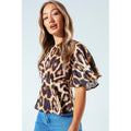 Brown - Back - Hype Womens-Ladies Leopard Blouse