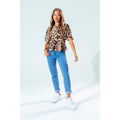 Brown - Side - Hype Womens-Ladies Leopard Blouse