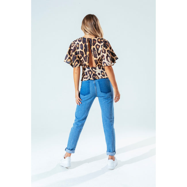Brown - Pack Shot - Hype Womens-Ladies Leopard Blouse