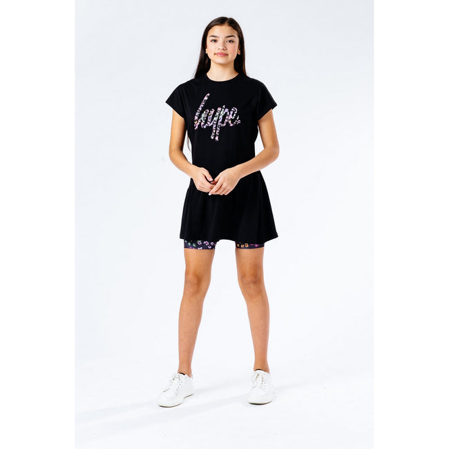 Black - Back - Hype Girls Chic Animal Script Dress