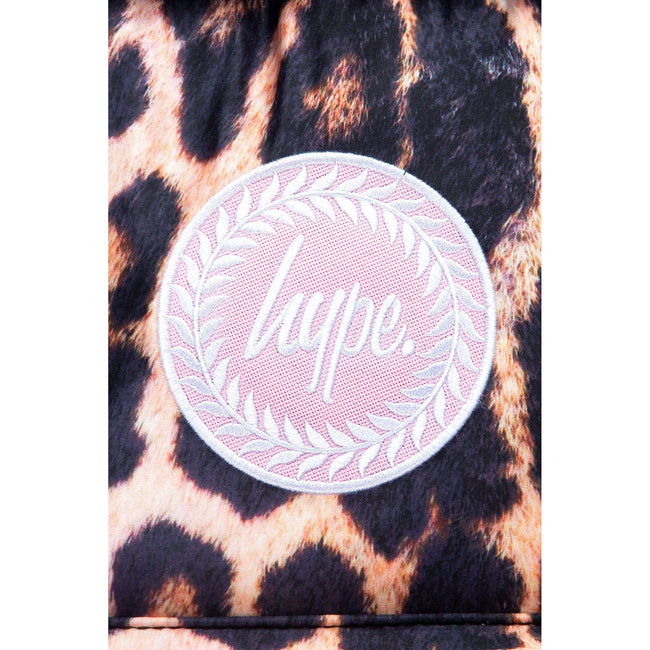 Peach-Black-Pink - Close up - Hype Leopard Print Backpack