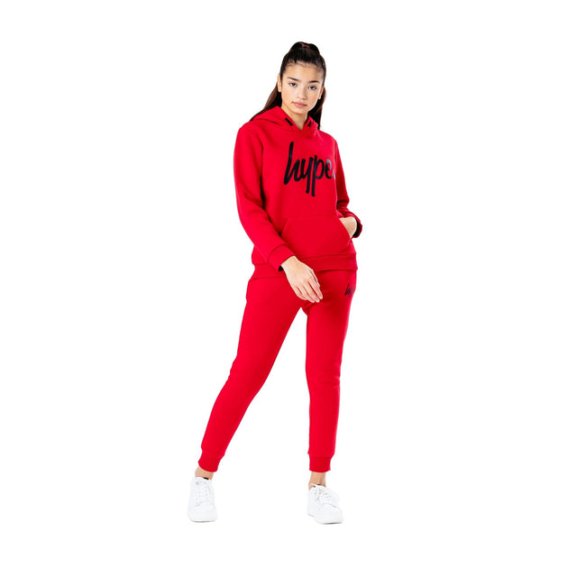 Red-Black - Front - Hype Childrens-Kids Script Hoodie And Joggers Set