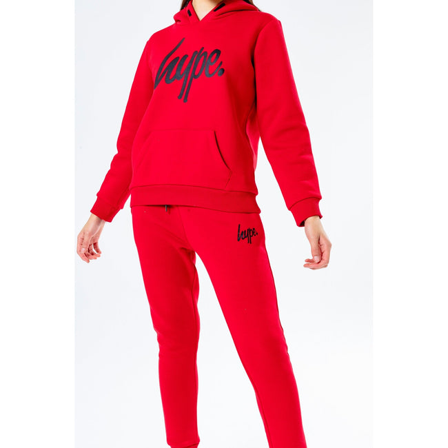 Red-Black - Pack Shot - Hype Childrens-Kids Script Hoodie And Joggers Set