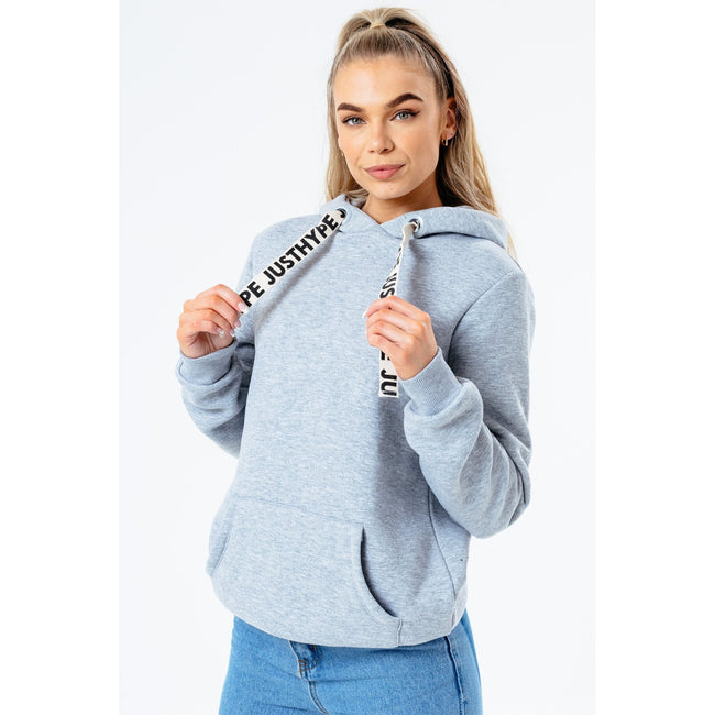 Gray - Pack Shot - Hype Womens-Ladies Drawstring Hoodie