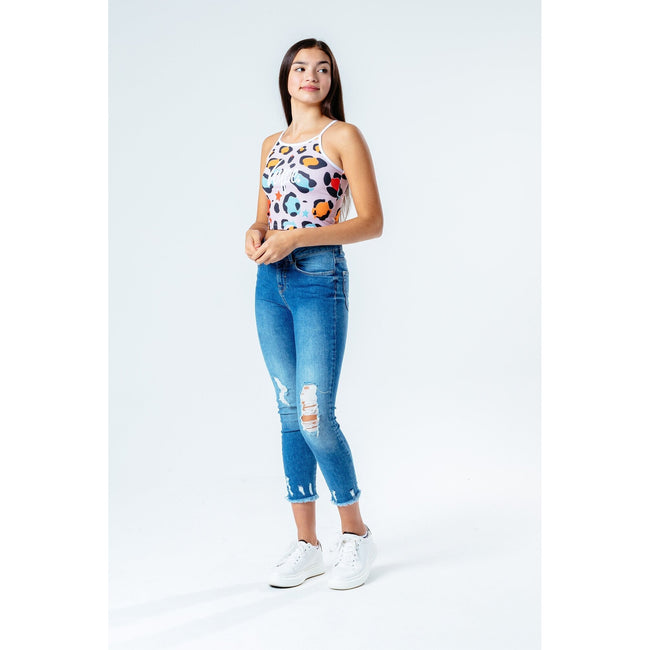 Multicolored - Back - Hype Girls Star Leopard Cropped Camisole