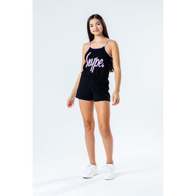 Black-Purple - Back - Hype Girls Strappy Playsuit