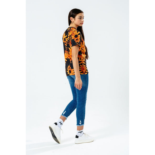 Black-Orange - Side - Hype Girls Daisy Row T-Shirt