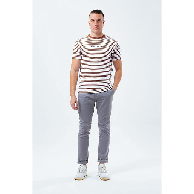 Brick Red-White - Back - Hype Mens Stripe T-Shirt