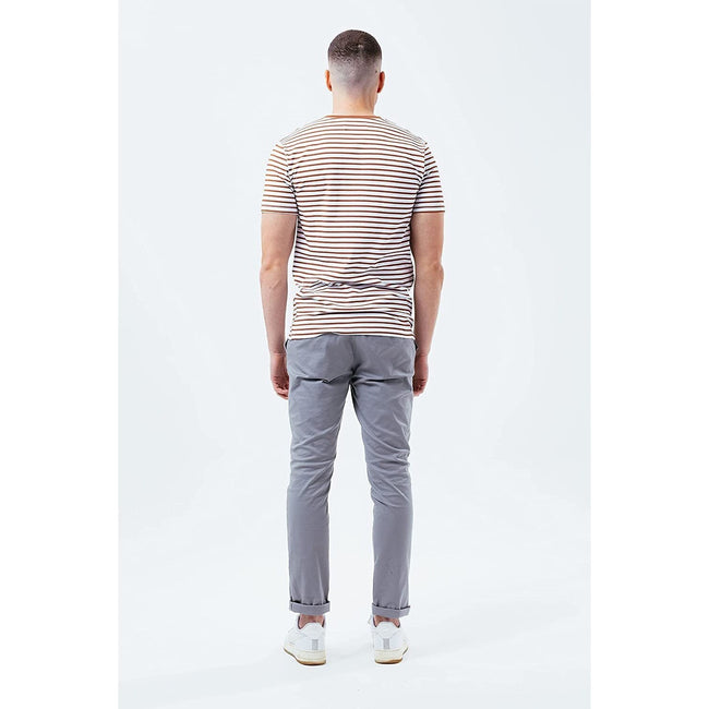 Brick Red-White - Side - Hype Mens Stripe T-Shirt