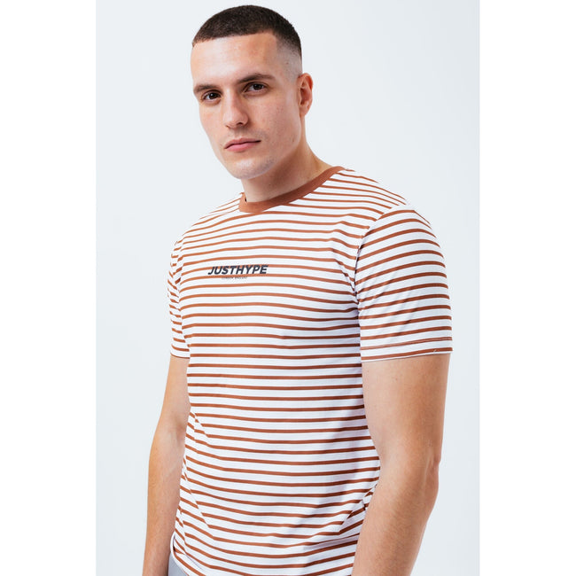Brick Red-White - Lifestyle - Hype Mens Stripe T-Shirt