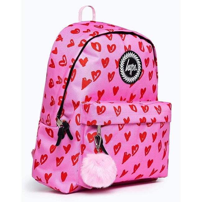Pink-Red - Side - Hype Scribble Heart Knapsack