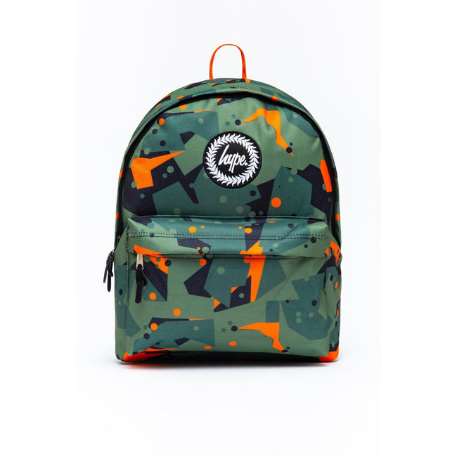 Green-Orange - Front - Hype Camo Geometric Knapsack