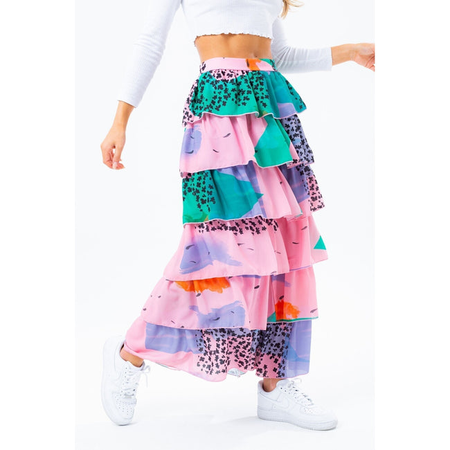 Pink-Lilac-Green - Back - Hype Womens-Ladies Abstract Soho Skirt
