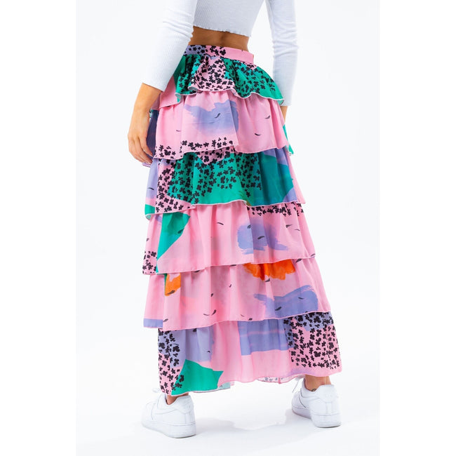 Pink-Lilac-Green - Side - Hype Womens-Ladies Abstract Soho Skirt