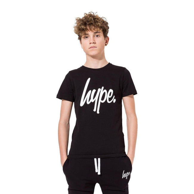 Black - Front - Hype Childrens-Kids Script T-Shirt