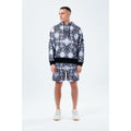 Black-White - Back - Hype Mens Mono Tile Oversized Pullover Hoodie