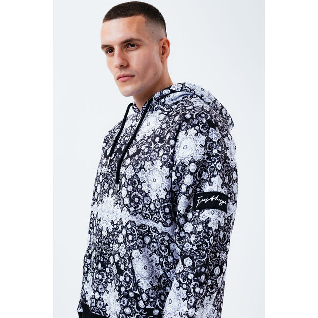 Black-White - Lifestyle - Hype Mens Mono Tile Oversized Pullover Hoodie